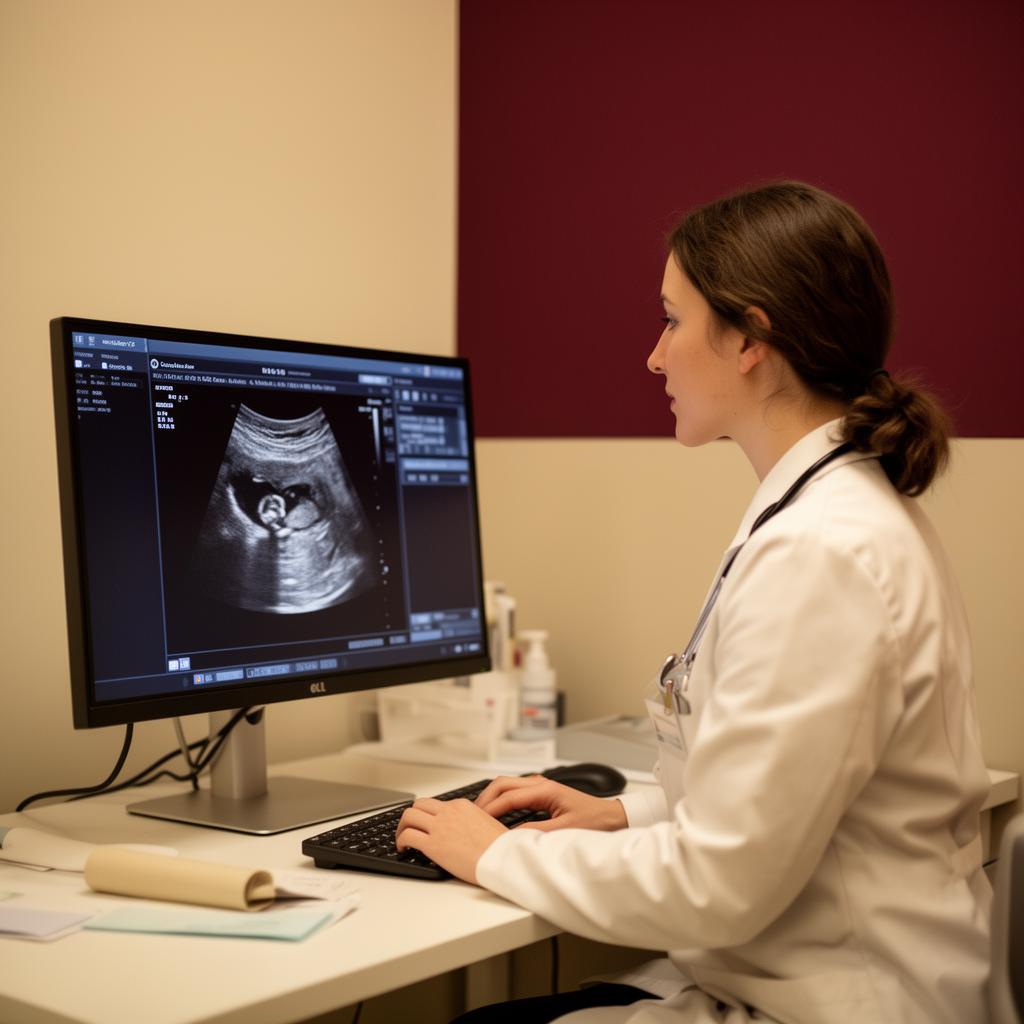 Médico revisando ultrassom